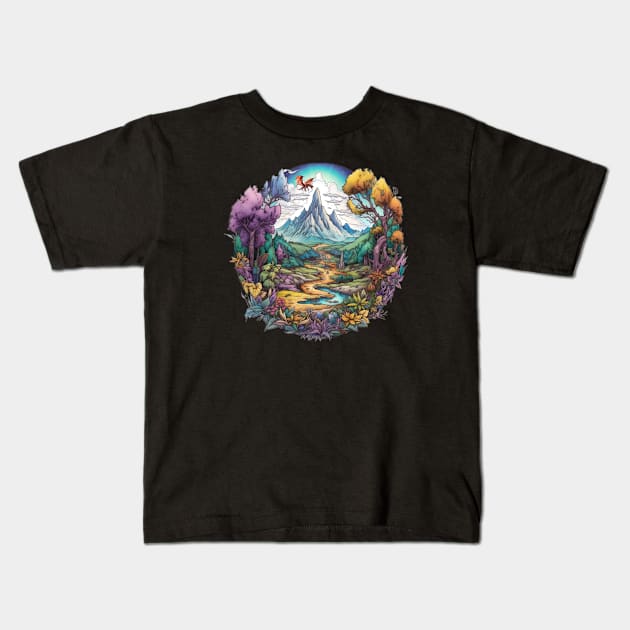 The Lonely Mountain - Colorful Illustration - Fantasy Kids T-Shirt by Fenay-Designs